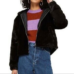 Topshop faux fur hooded jacket